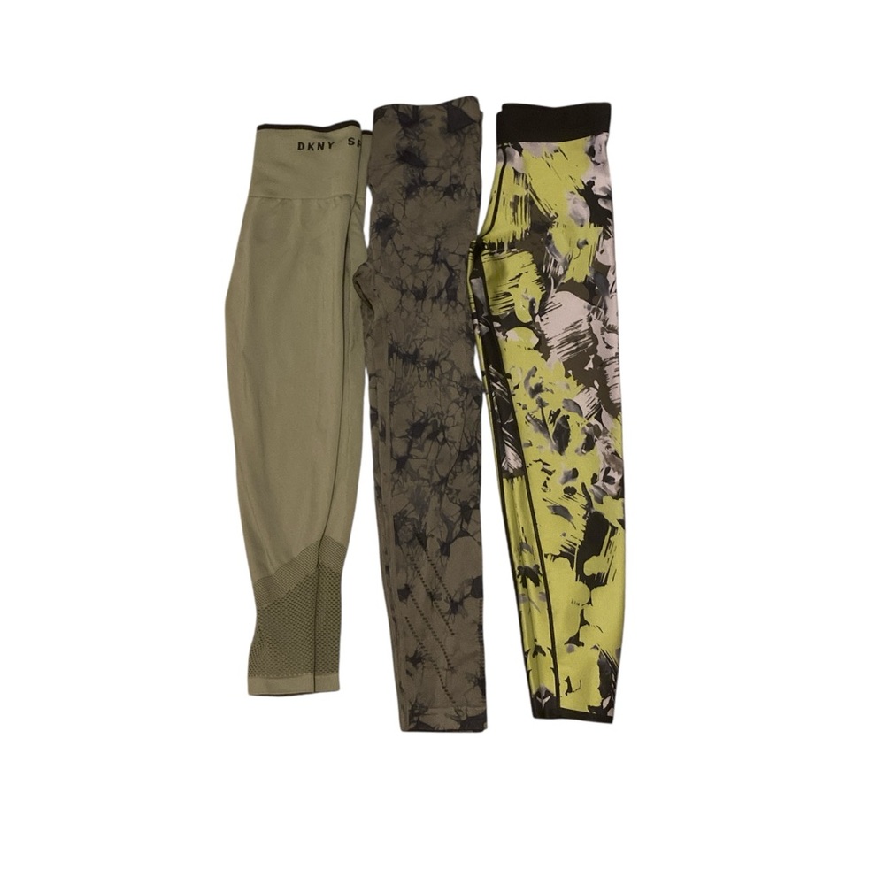 DKNY Women's Olive, Black, and Yellow Leggings Set
